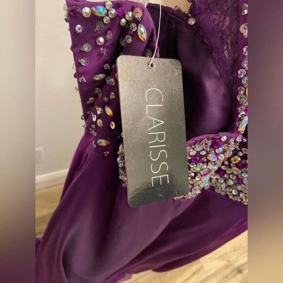 NW - One Shoulder Plum Formal Gown  / Wedding / Prom Dress - Clarisse Size 14 - Picture 9 of 16